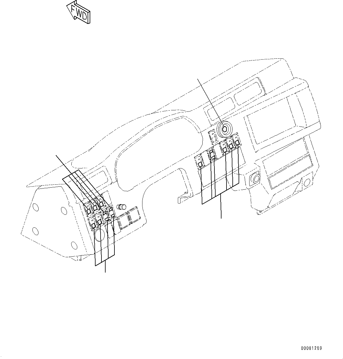 Детали кабины самосвала Комацу. Табличка на кабине Газель. 01-2633. Komatsu Radio Repair.